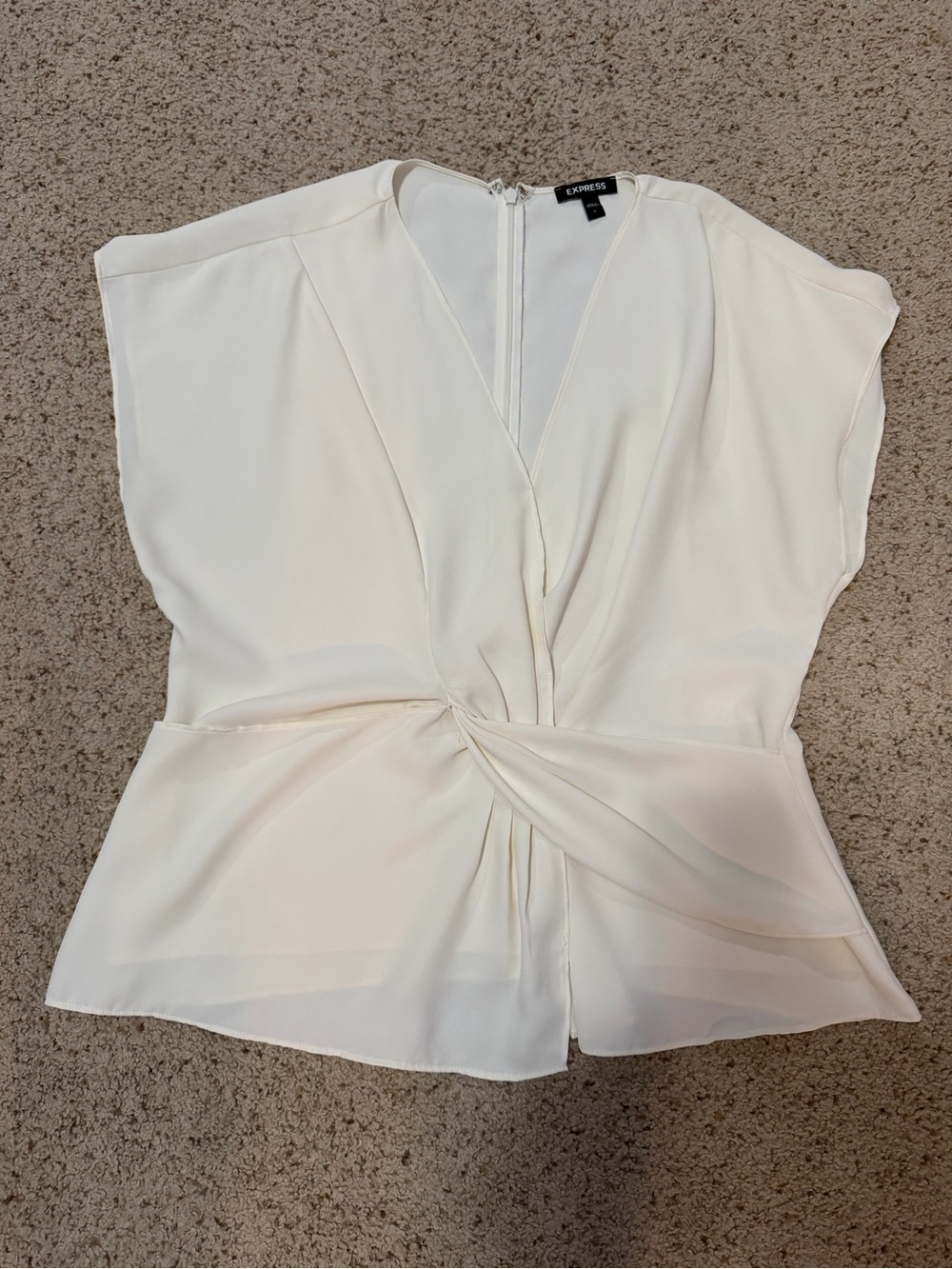 EUC Size Large Cream Twist-Front V-Neck Blouse